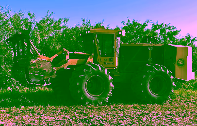 Tigercat forestry mulcher clearing a right-of-way corridor in the Texas Hill Country